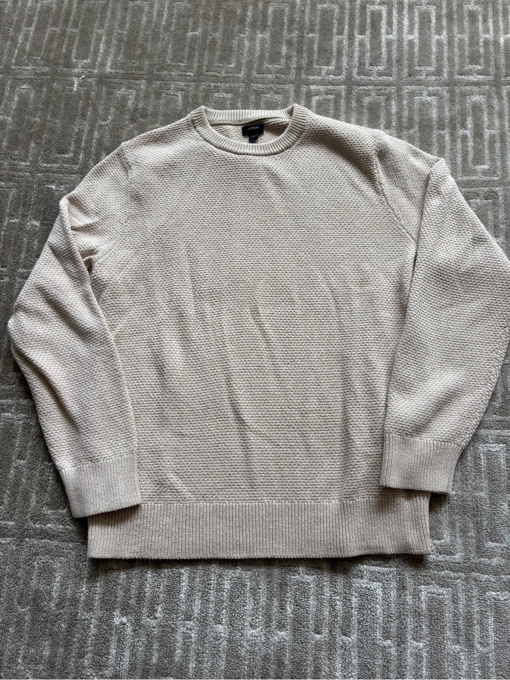 J. Crew Men's Cream Textured Crewneck Sweater